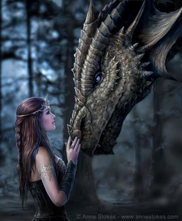 fantasy girl with dragon